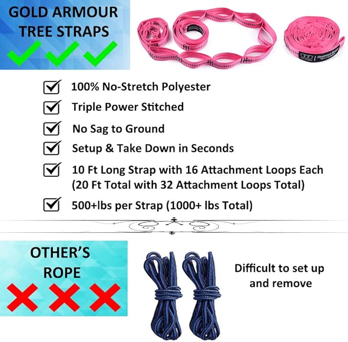 Gold Armour Camping Hammock - XL Double Hammock Portable Hammock Camping Acce...