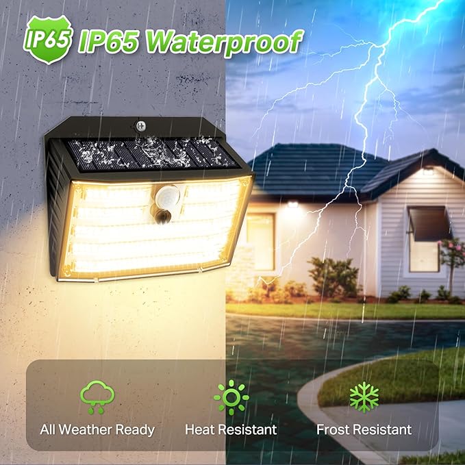 CLAONER Solar Lights Outdoor [𝟖 𝐏𝐚𝐜𝐤/126 LED], Wireless Motion Sensor Lights,...