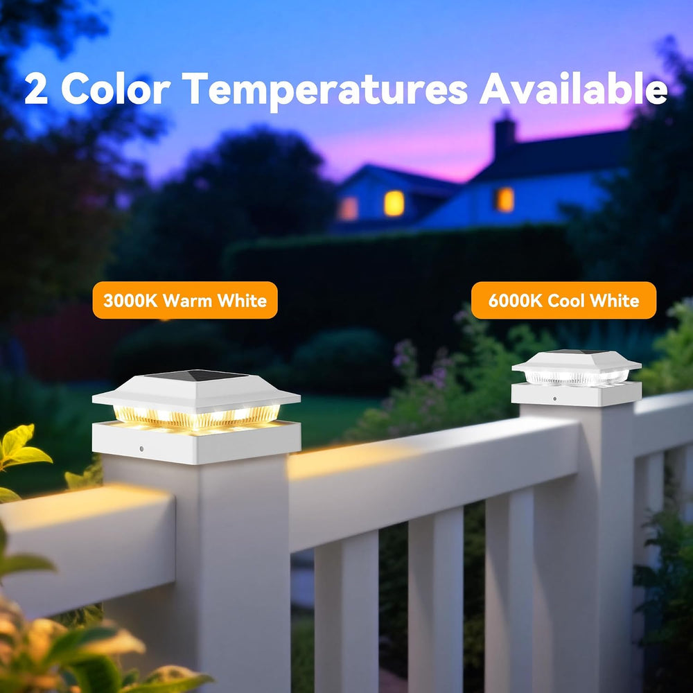 Solar Post Cap Lights for 4x4 Wood/Vinyl Posts, 6 Pack