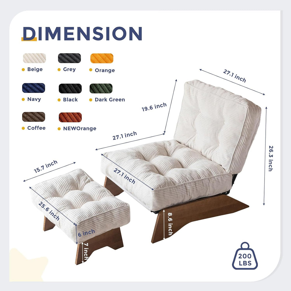 MAXYOYO Accent Chair with Ottoman, Lounge Chair with Adjustable Backrest