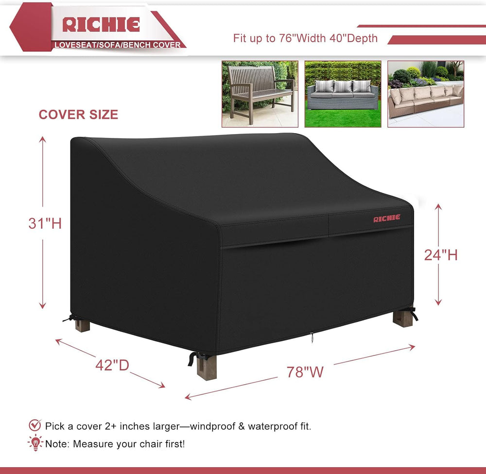 RICHIE Waterproof Patio Sofa Cover 3-Seater - Outdoor Furniture Covers for Lo...