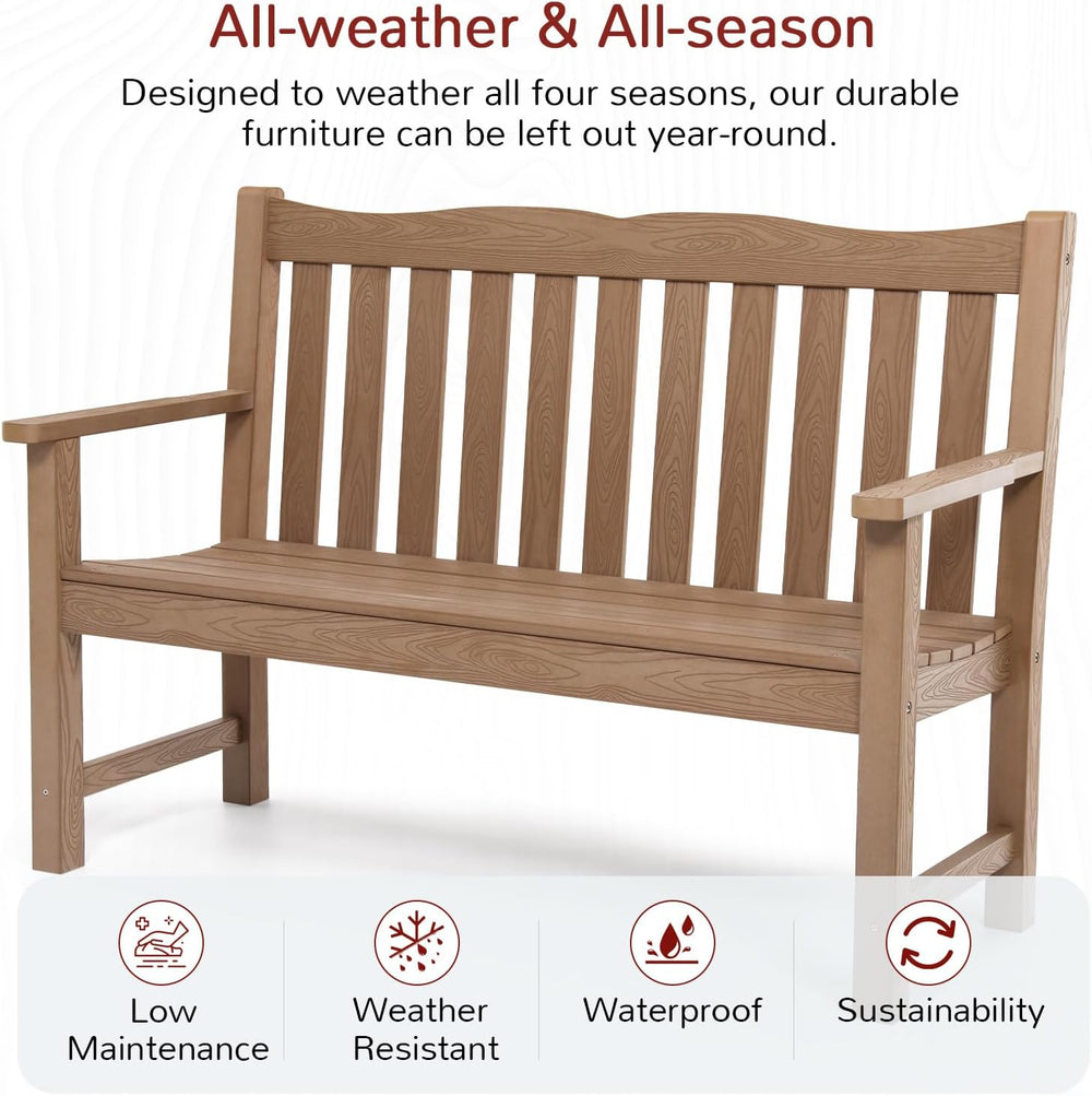 Stoog All-Weather Garden Bench & Chairs Set, 3-Piece Patio Furniture Set,...