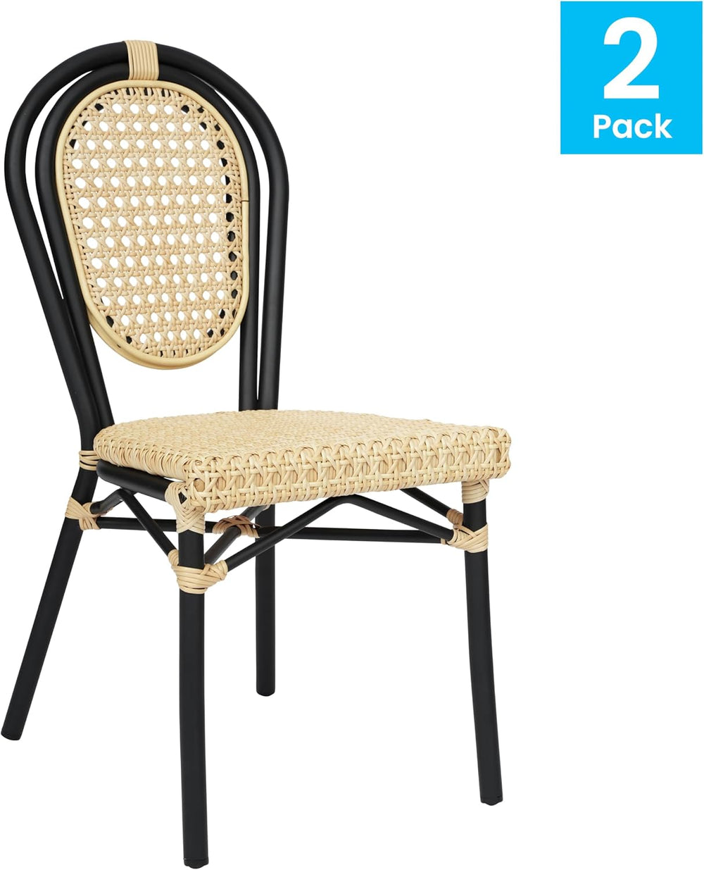 Flash Furniture Aluminum Indoor/Outdoor Stackable Chair, Natural, 2-Pack