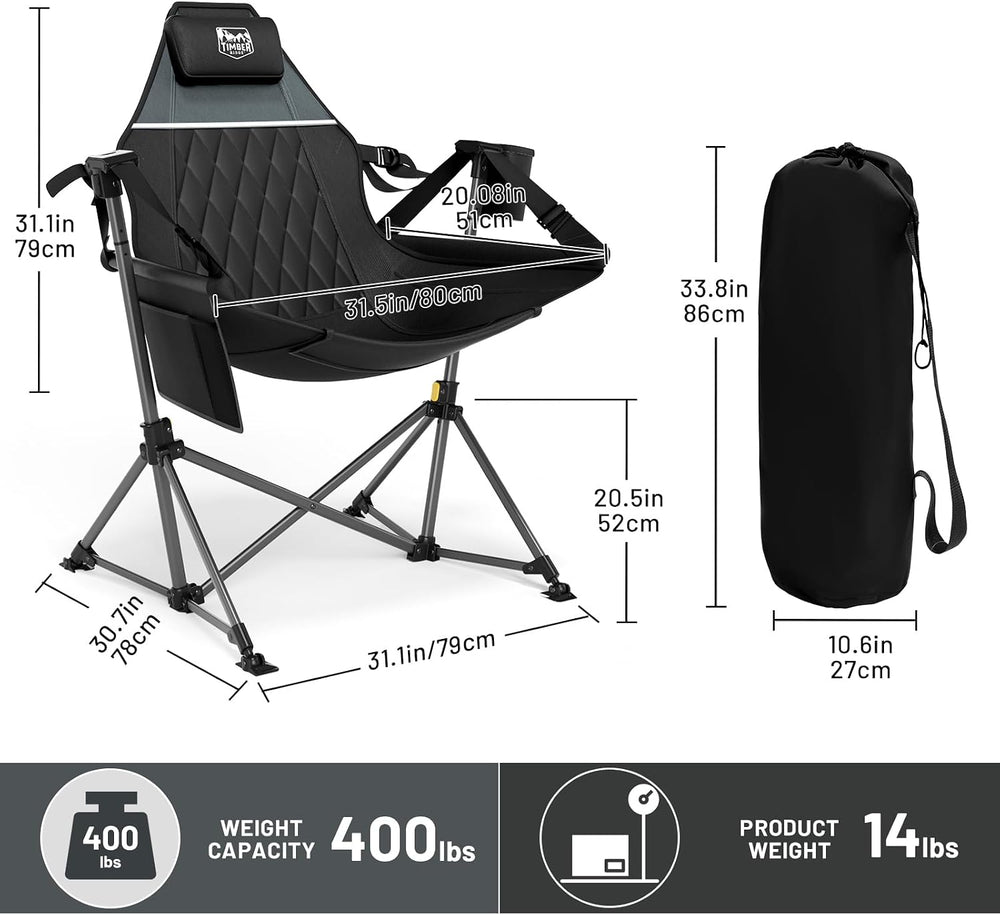 TIMBER RIDGE Hammock Camping Chair, Oversized Swinging Chair, 400lbs Load