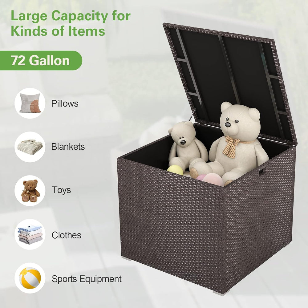 HAPPYGRILL Outdoor Storage Deck Box, 72 Gallon Square Wicker Patio Rattan Sto...