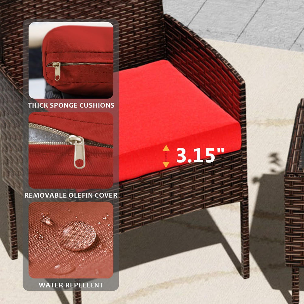 3 Pieces Patio Furniture Set, Outdoor Conversation Sets, Wicker Rattan Chairs...