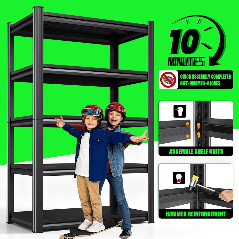Metal Storage Shelves 5-Tier Garage Shelving Unit, 20" Dx46 Wx71.2 H She...