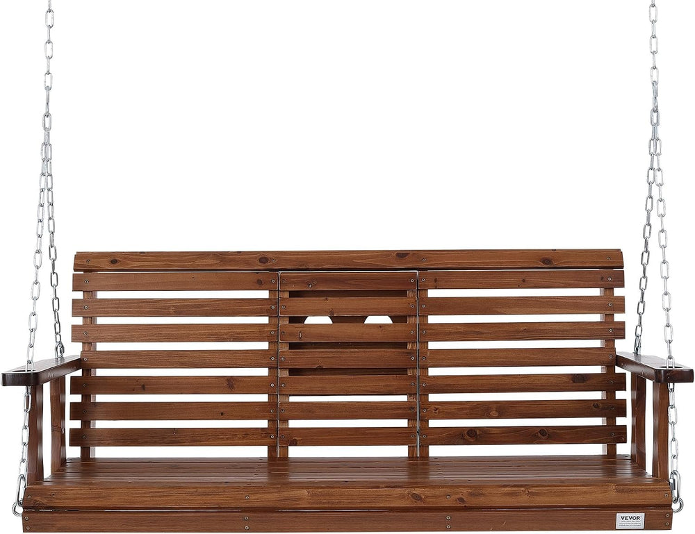VEVOR Wooden Porch Swing 5 ft, Patio Bench Swing for Courtyard & Garden, ...