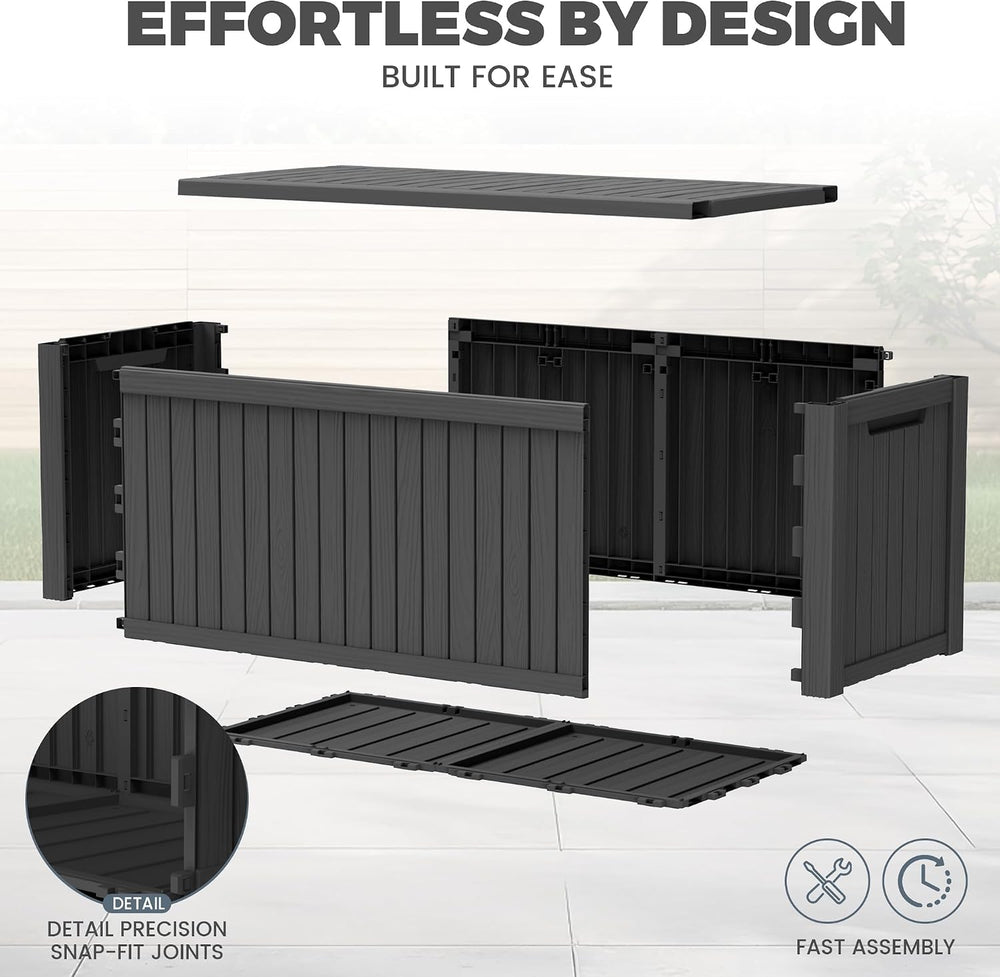 200 Gallon Resin Deck Box, Lockable Patio Outdoor Storage Box for Furniture, ...