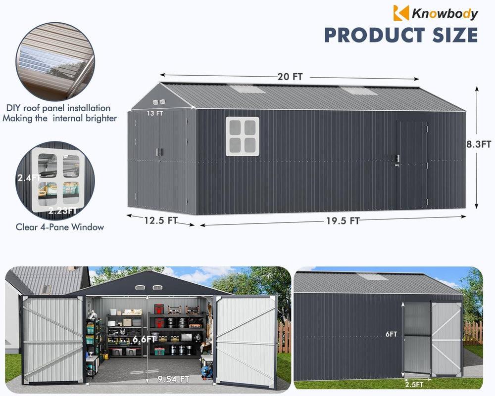 Military-Grade 13x20 FT Metal Garage Large Outdoor Storage Building Kits