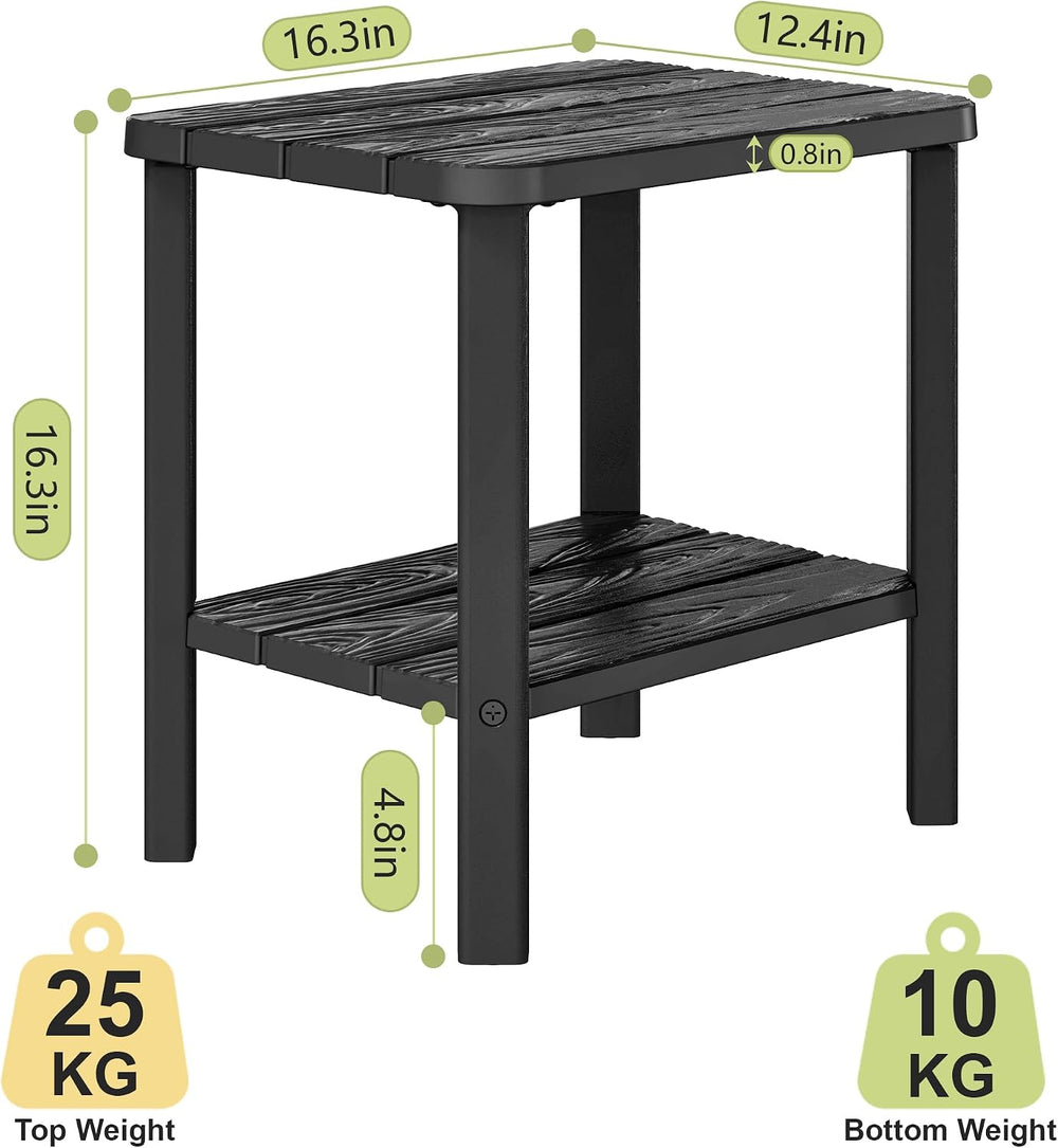 Adirondack Square Outdoor Side Table, 2-Tier Storage Weather Resistant HDPE R...