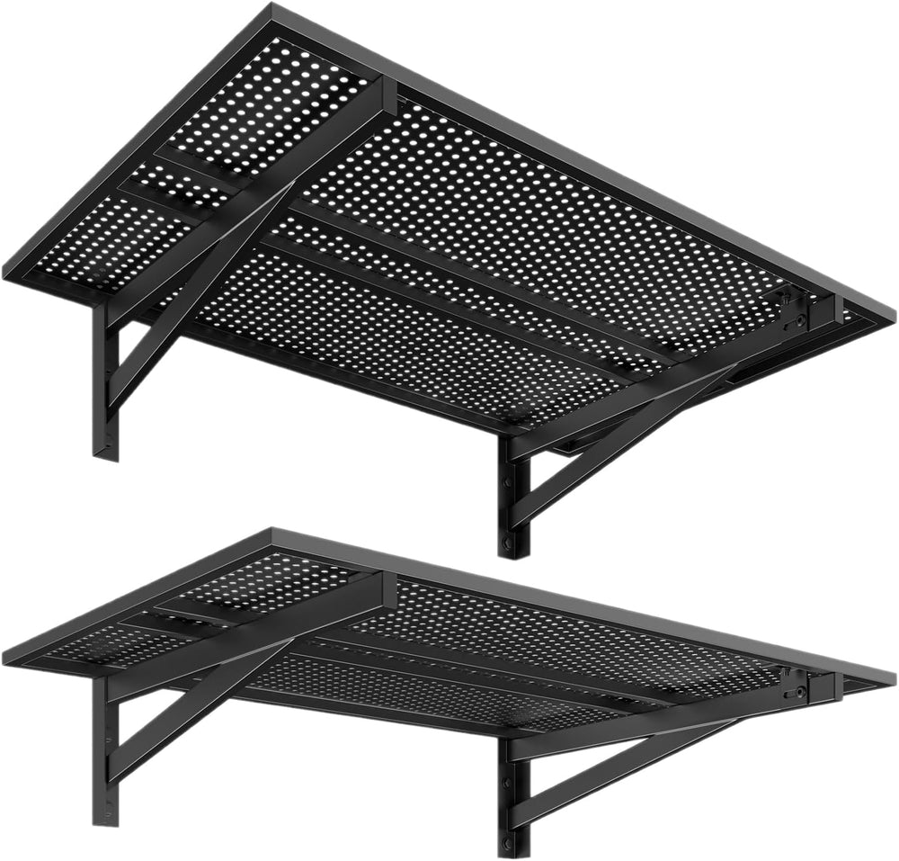 Jusgym 2 Pack Garage Shelving Wall Mounted, 2x3ft, 700LBS Integrated Grid