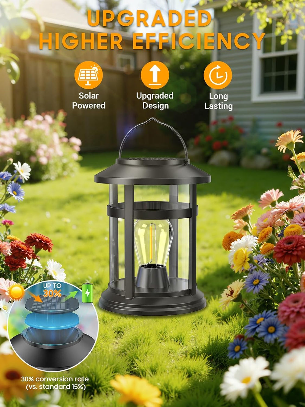 Solar Lantern Outdoor Waterproof, 2 Pack Bright Hanging Solar Lights for Outs...