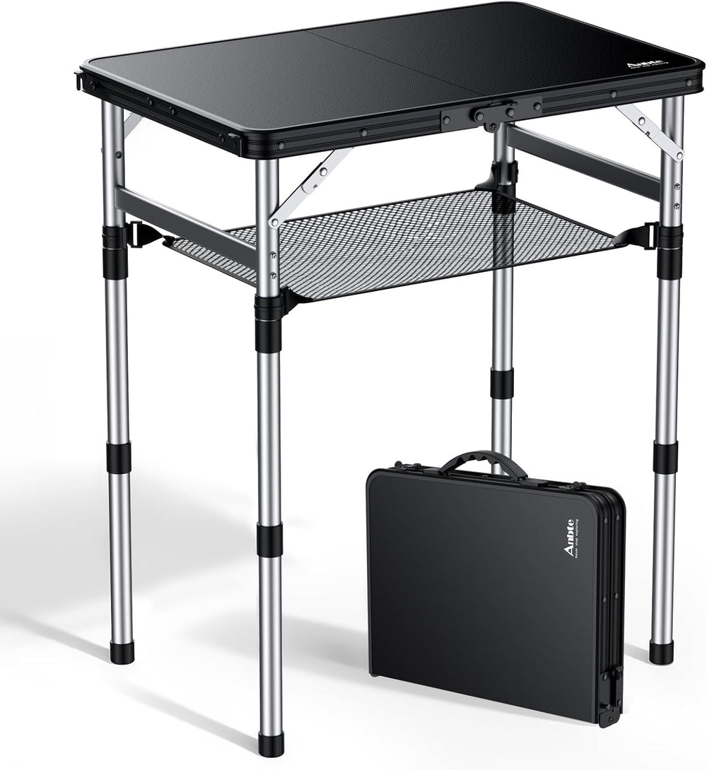 Anbte 2 ft Small Folding Table, 3 Adjustable Height for Camping, 23" X 1...