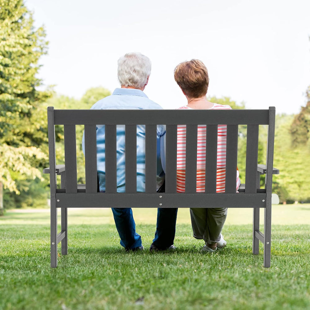 GIANTEX Outdoor Bench, 52-Inch Outside Bench All-Weather HDPE Park Bench