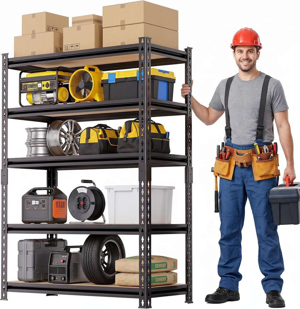 Garage Shelving 5 Tier Adjustable Metal Storage Shelves, Heavy Duty 1500LBS C...