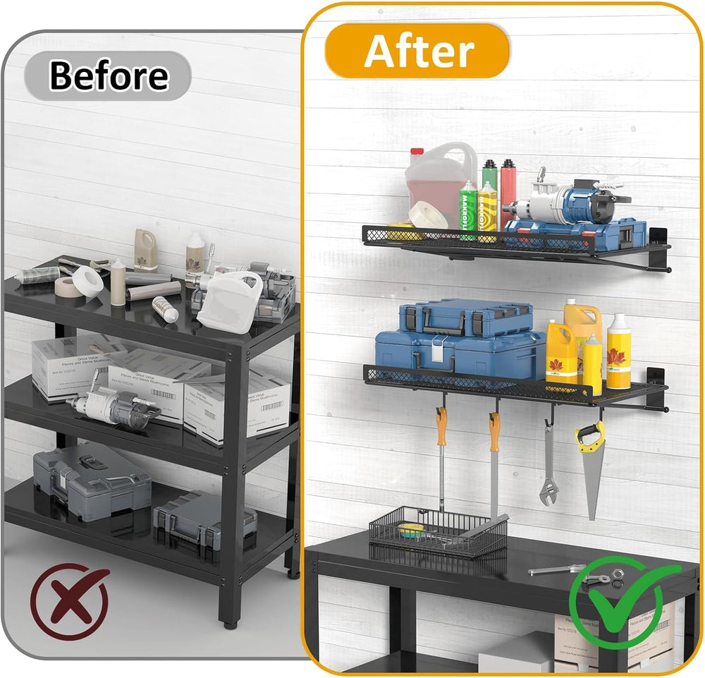 BABKAS 2 Pack Garage Wall Shelving,16.5" x 12.2" Garage Shelving Wa...