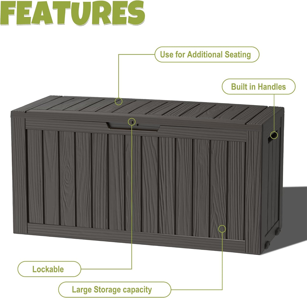 145 Gallon Outdoor Storage Box Waterproof Deck Box with Wheels, Black