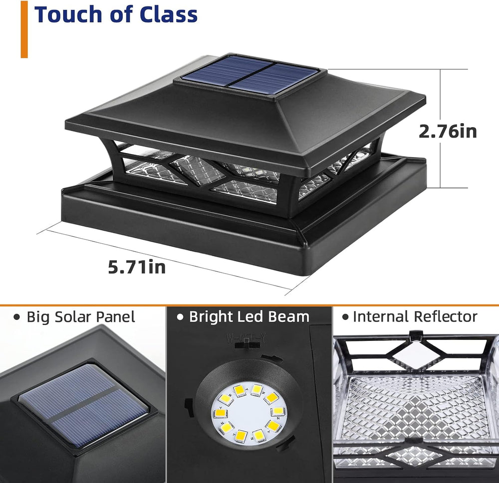 APONUO Solar Post Cap Lights, 4x4 Black Plastic Outdoor Waterproof Lights, Wa...