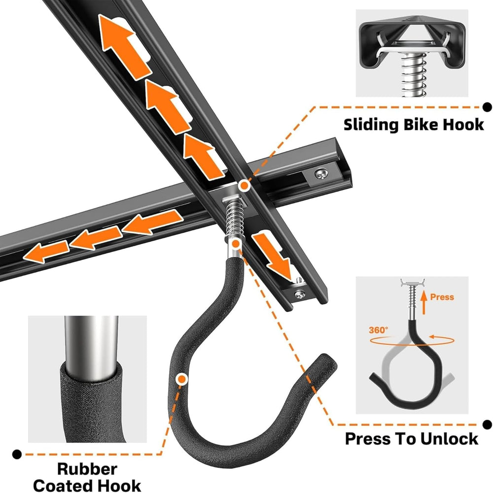 TORACK Ceiling Bike Rack for Garage, Ceiling-Mounted Bicycle Storage Hooks fo...