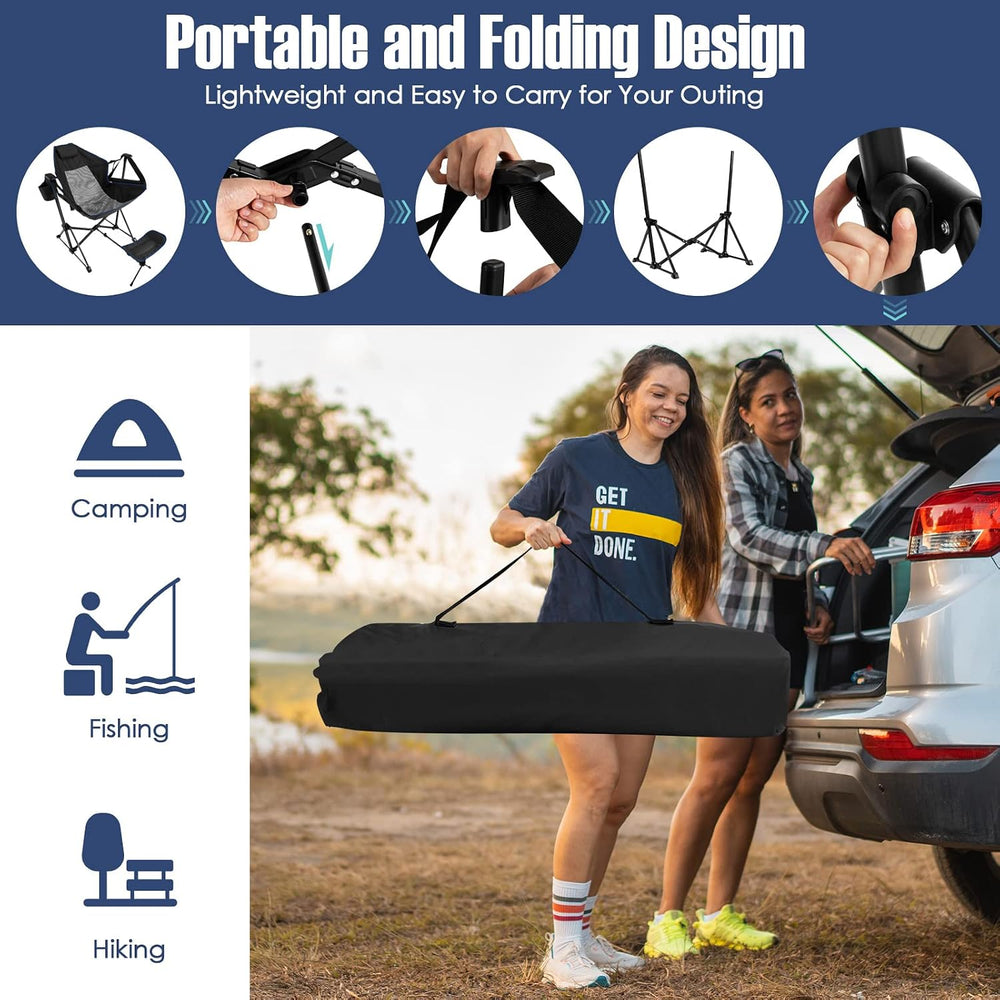 GIANTEX Outdoor Hammock Camping Chair - Rocking Chair with Removable Footrest...