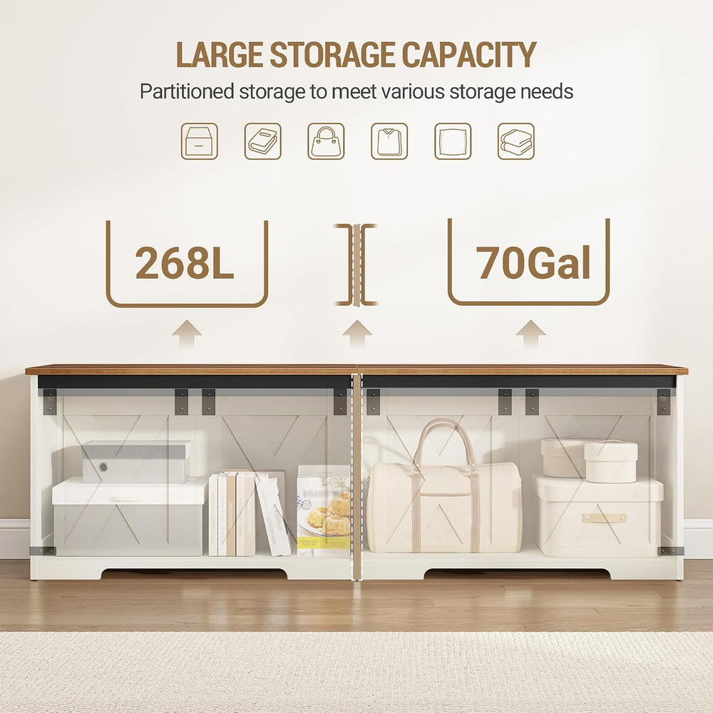 Hzuaneri 59 inches Farmhouse Storage Chest and Bench | 70 Gal | 330lb Seat