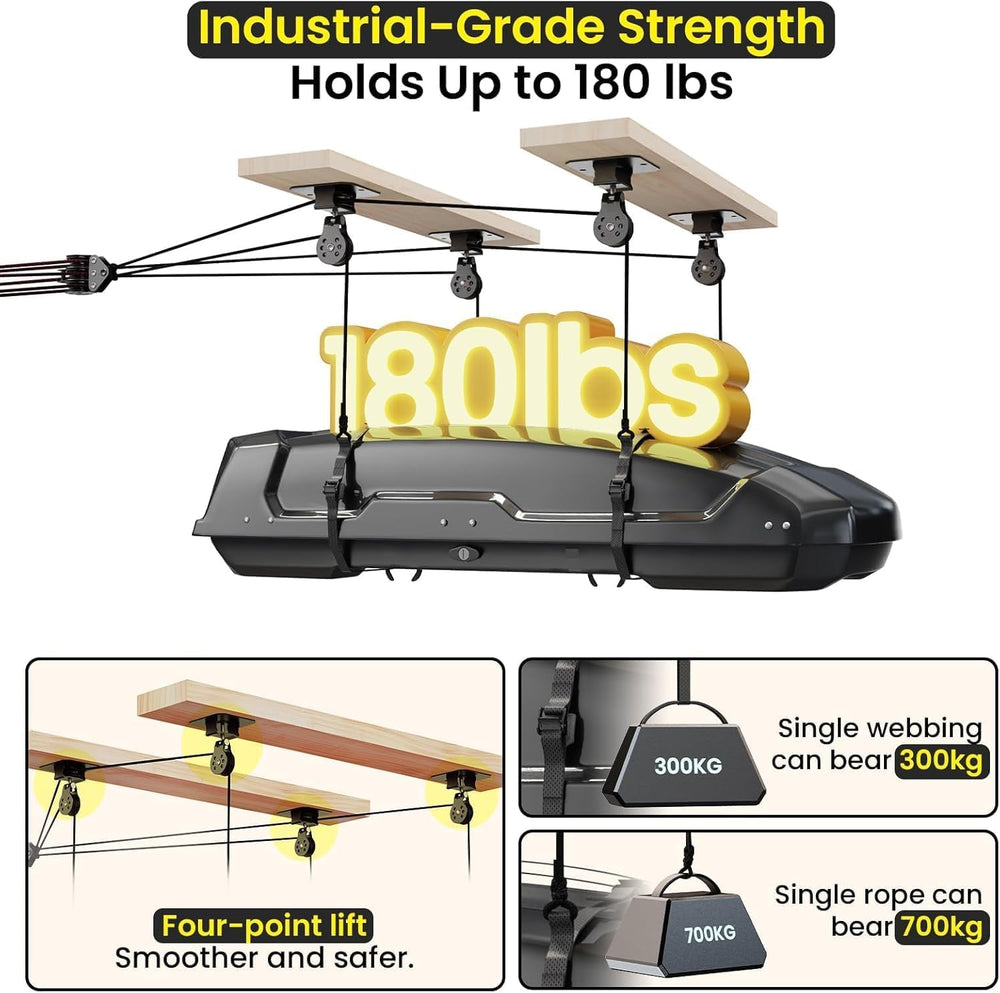 Cargo Box Ceiling Storage Hoist,180lbs Pulley System for Overhead Garage Ceil...