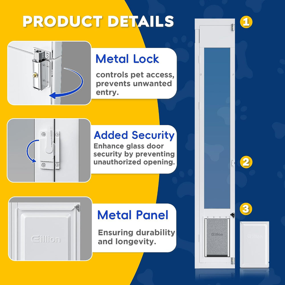 Medium Dog Door for Sliding Glass Doors, Adjustable Height 75 7/8" to 81...