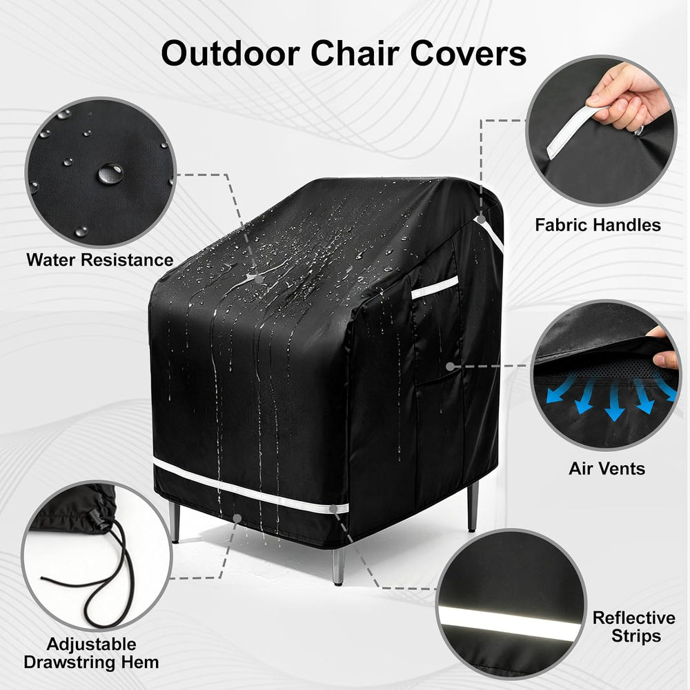 3 Piece Patio Furniture Covers for 2 Chairs and Side Table 37"W x 38&quo...