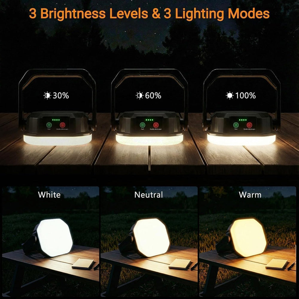 SyouHome Rechargeable Camping Light, 4000LM 6600mAh Solar Lantern, 2 Pack