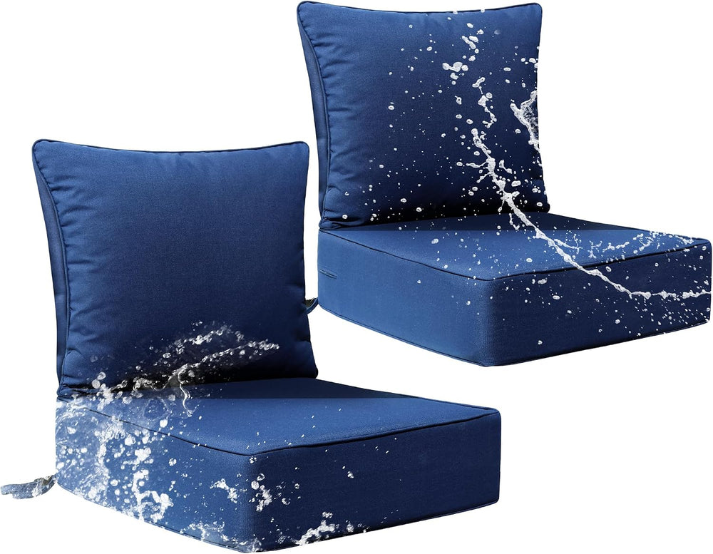 Patio Furniture Cushion Set, 24 x 24 Replacement Chair Cushion,2PC, Blue