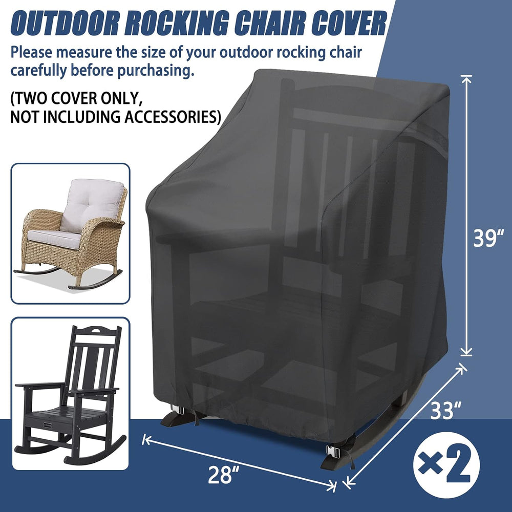 2 Pack Outdoor Rocking Chair Covers 420D Waterproof UV 27x32x39