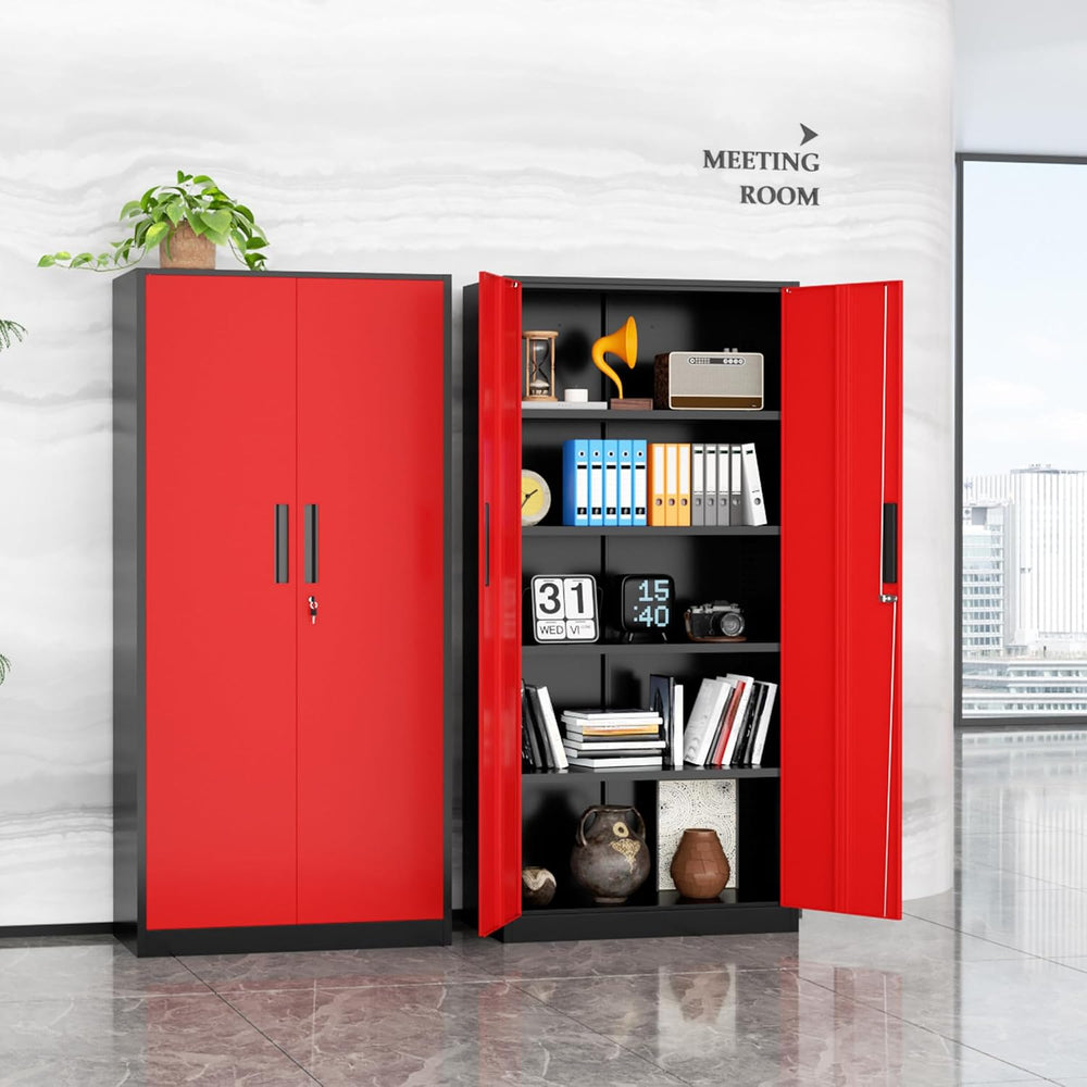 Metal Garage Storage Cabinet, 72" Locking Steel Garage Cabinets with 2 D...