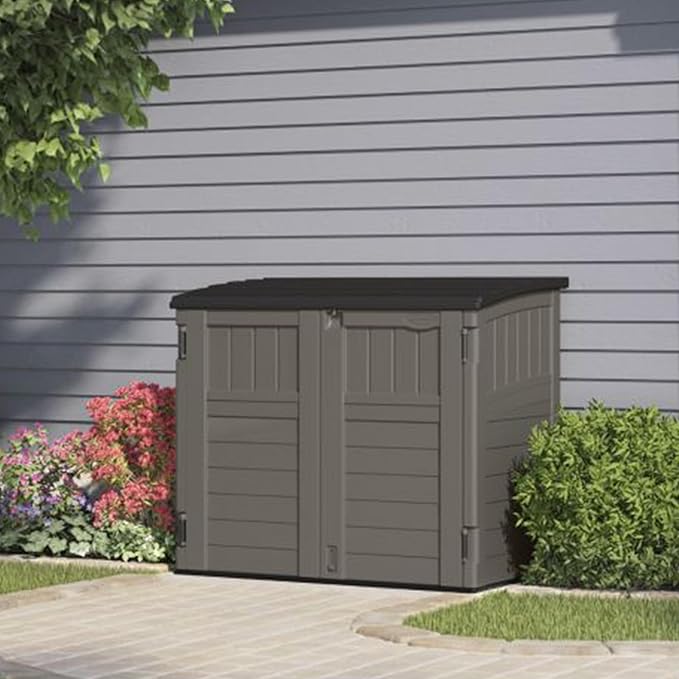Suncast 34 Cu Ft Horizontal Resin Storage Shed - Outdoor Storage Shed with Fl...