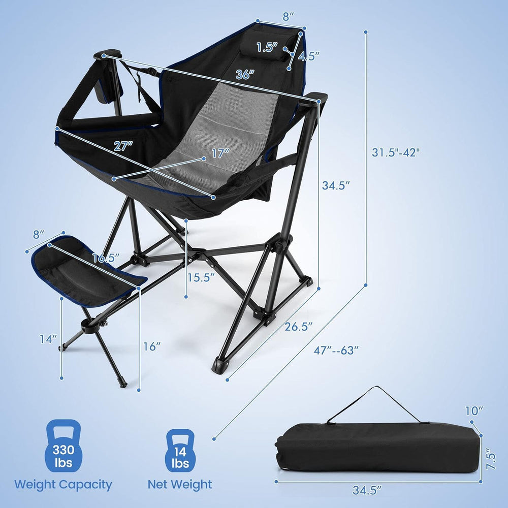 DORTALA Swinging Hammock Chairs for Camping, Rocking Camp Chair w/Retractable...