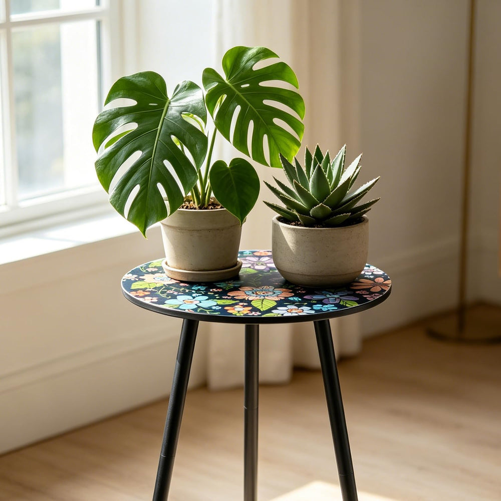 Outdoor Side Table Set of 2 Patio Side Tables for Outside Black End Tables Sm...
