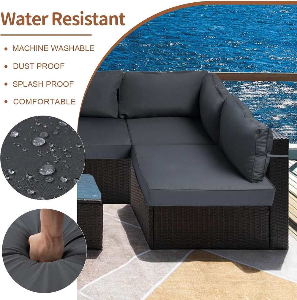 14 Piece Outdoor Patio Cushion Covers Replacement, Waterproof Outdoor Furnitu...