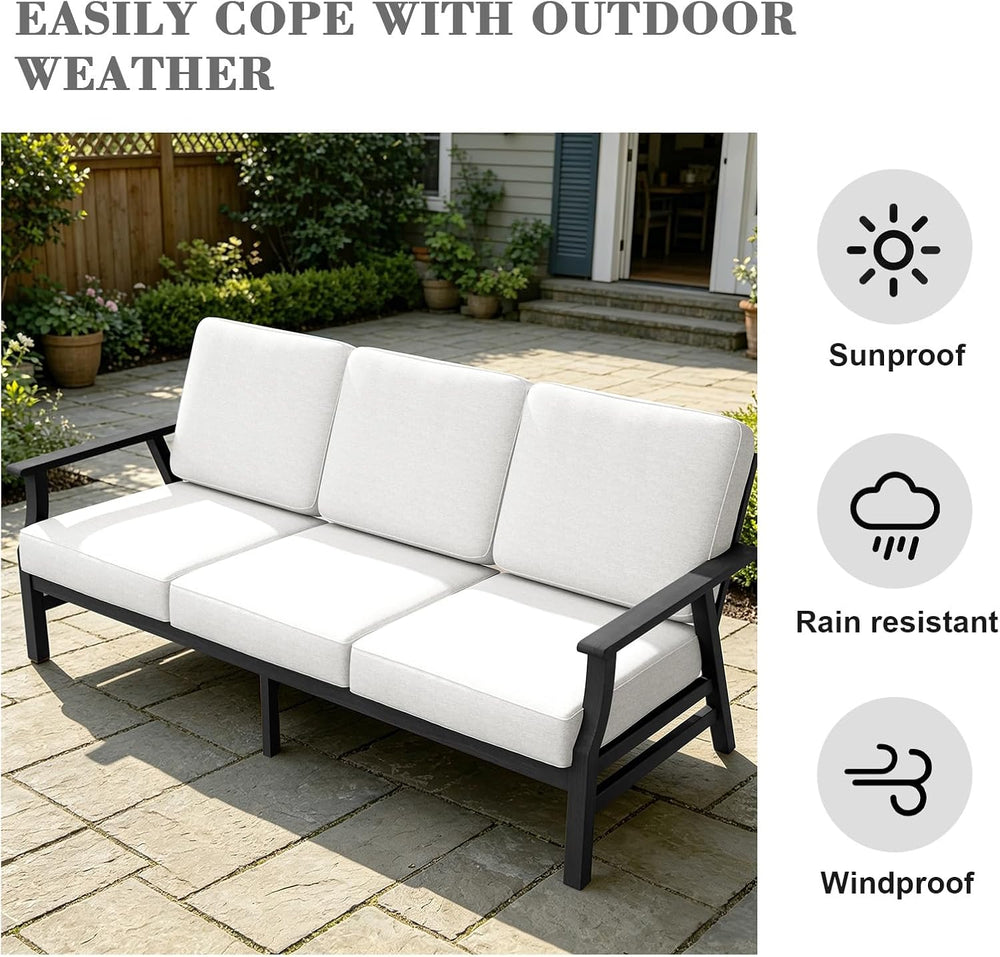 Pia Ricoo Outdoor Premium Teak Wood Couch with Armrests, All‑Weather Outdoor ...