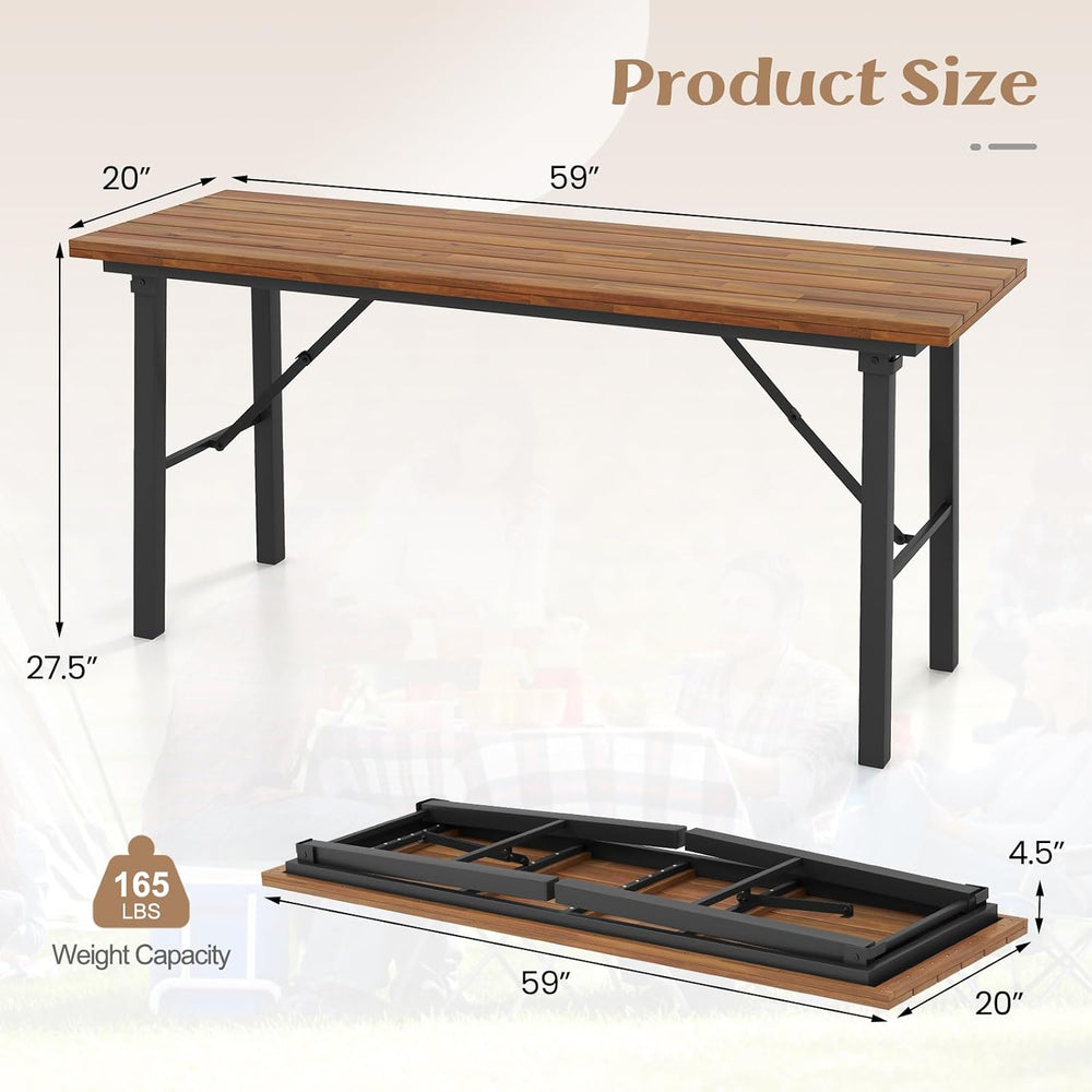 Tangkula 59" Narrow Outdoor Dining Table for 4-6, Natural