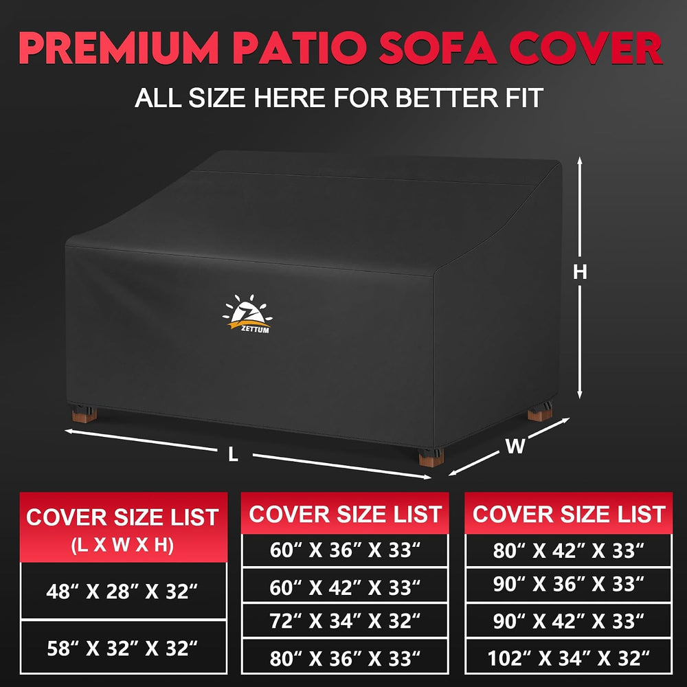 Zettum Patio Loveseat Cover 60 Inch - 600D Outdoor Couch Cover Furniture Sofa...