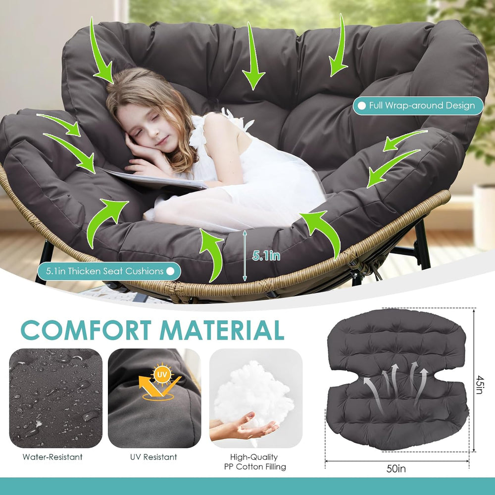 RADIATA Outdoor Papasan Rocking Chair, Oversized Patio Rocking Egg Chair | 45...