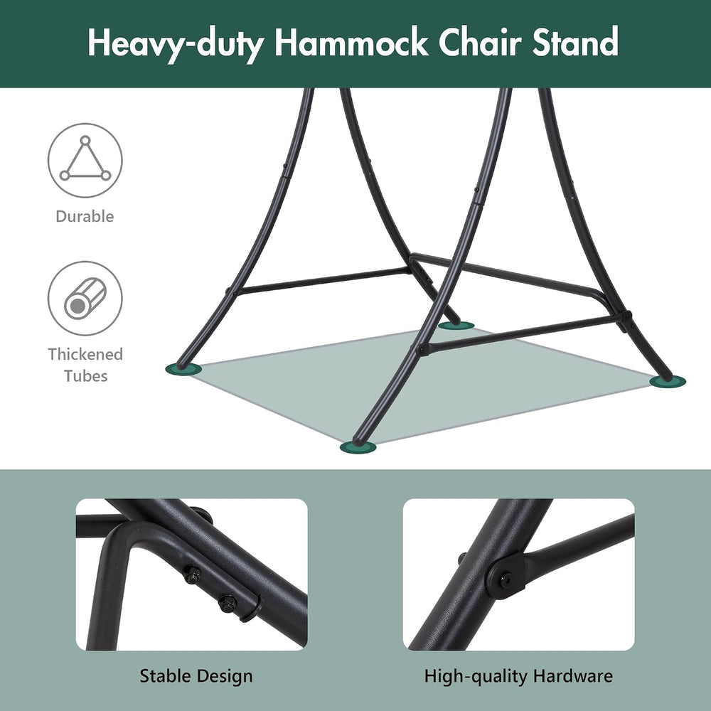 ANOW Heavy Duty Macrame Hammock Swing Chair with Stand, Green Hanging Chair