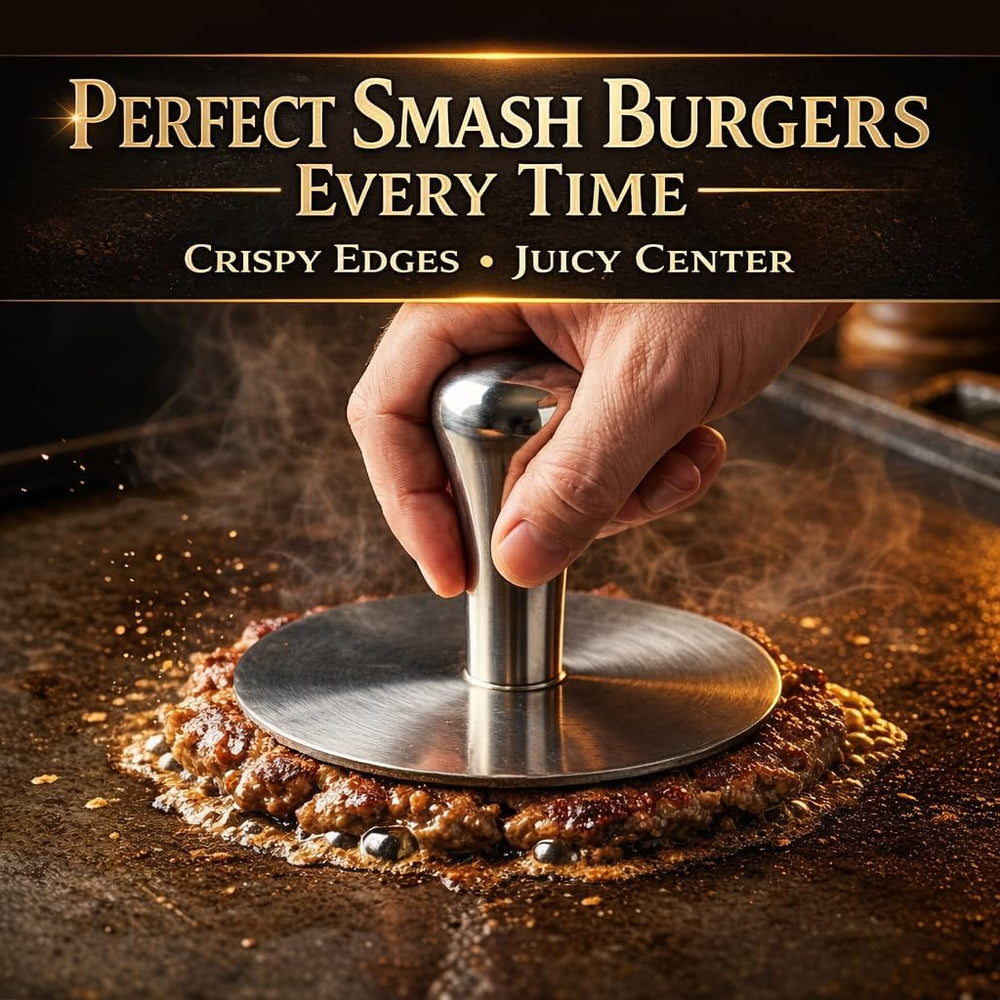Premium Stainless Steel Smash Burger Press, Heavy Duty Burger Smasher with Er...