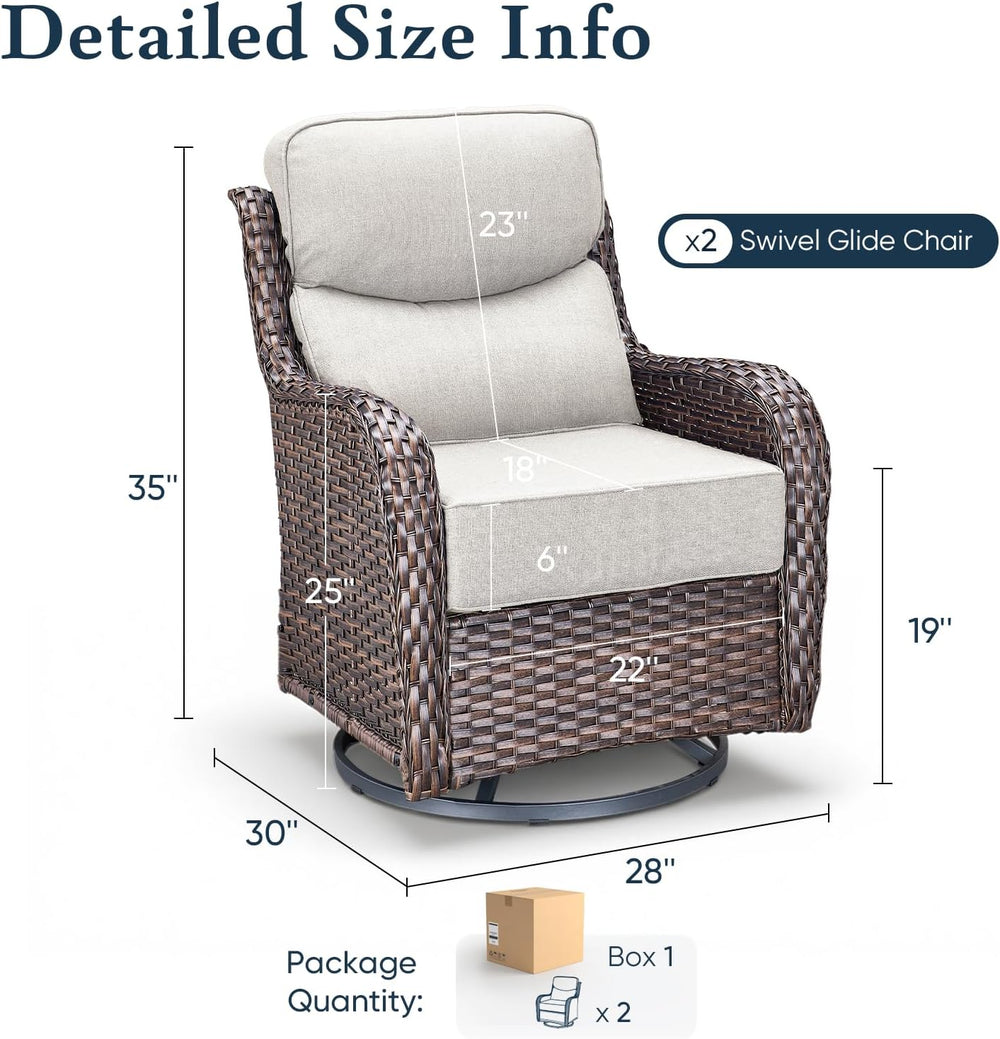 Belord Luxury 6" Thick Cushioned Outdoor Swivel Rocker Patio Chairs of 2...