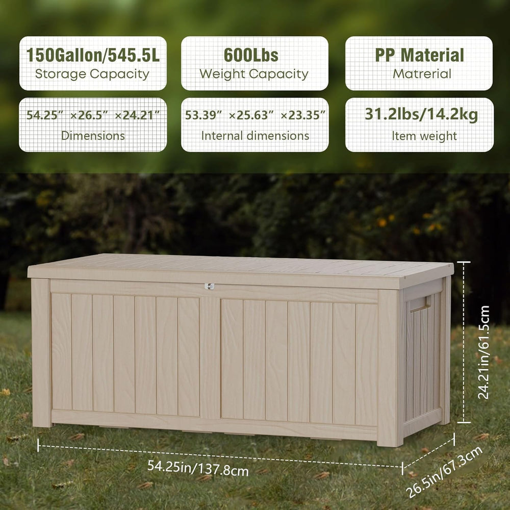 150 Gallon Outside Storage Box & Bench,Lockable&Waterproof Storage Or...
