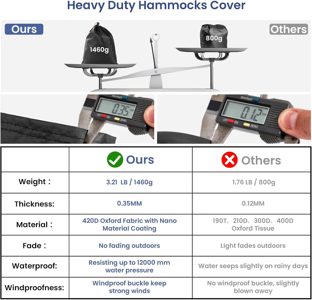 Hammock Cover Waterproof, 420D Stand Covers for Outdoor,Fits for 11-12ft
