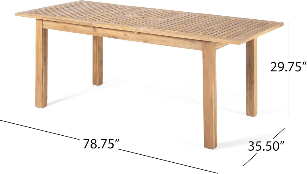 Christopher Knight Home Eric Outdoor Expandable Acacia Wood Dining Table, Nat...