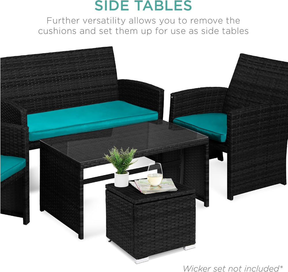 Best Choice Products Set of 2 Wicker Ottomans, Multipurpose Outdoor Furniture...