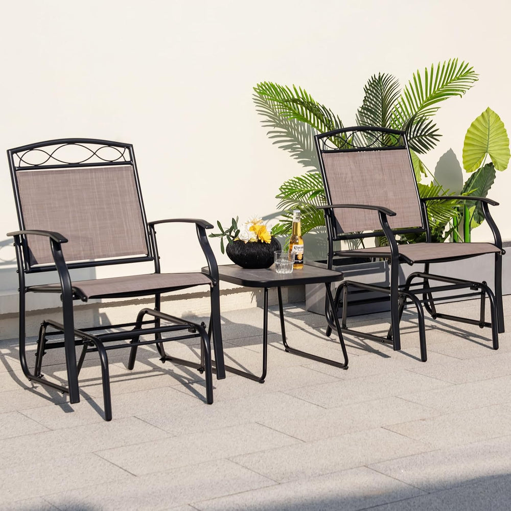 GIANTEX Patio Glider Chairs Set - 2 PCS Gliding Rocking Chairs w/Weather-Resi...