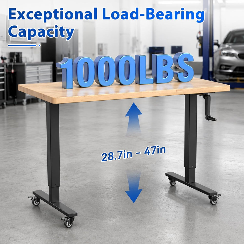 Work Benches for Garage,1000 LBS,Folding Crank Handle,Easy to Install